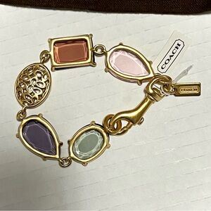 Coach Gold-Tone Bracelet with Multicolor Charms